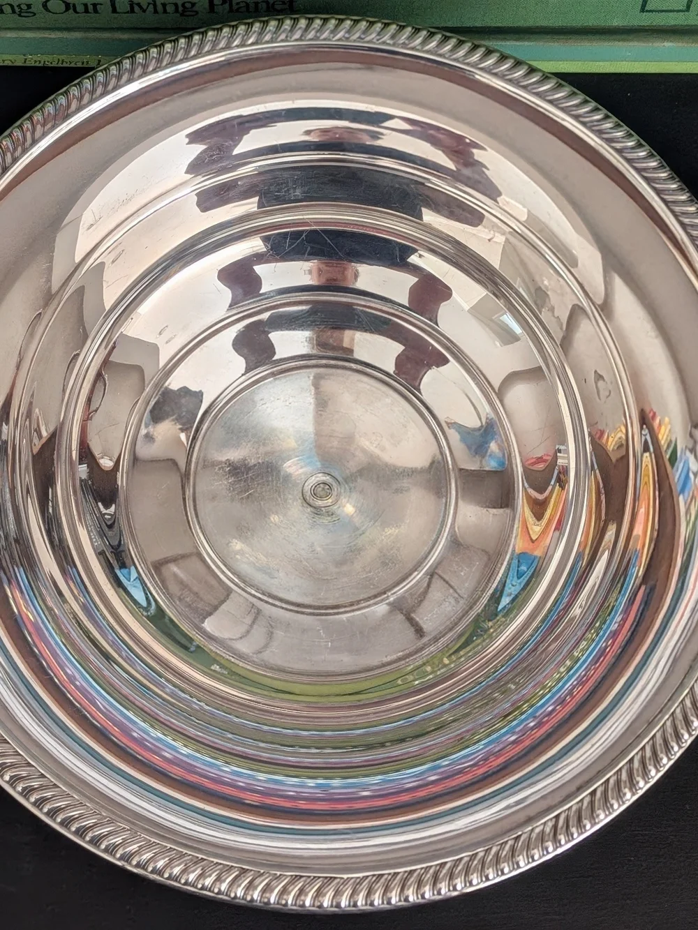 Silverplate Bowl #1208 Rope Rim Candy Dish Vintage Reed & Barton 10